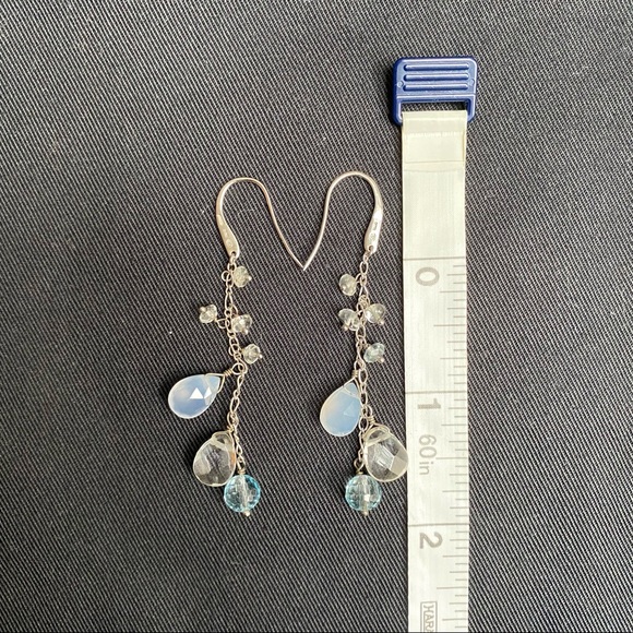 EMPORIO ARMANI Sterling Silver Frosted & Clear Faceted Quartz Dangle Earrings - Picture 5 of 5